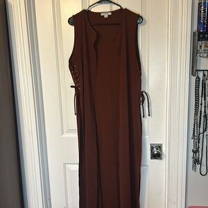 Brown Vest Duster With Laced Sides
